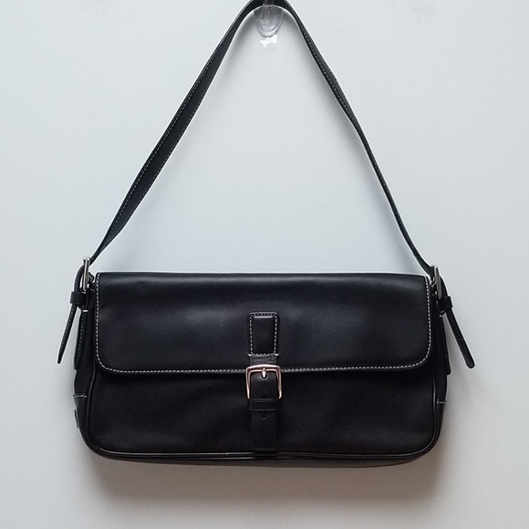 Coach Handbags - COACH | BLK LEATHER & CANVAS SHOULDER CLUTCH